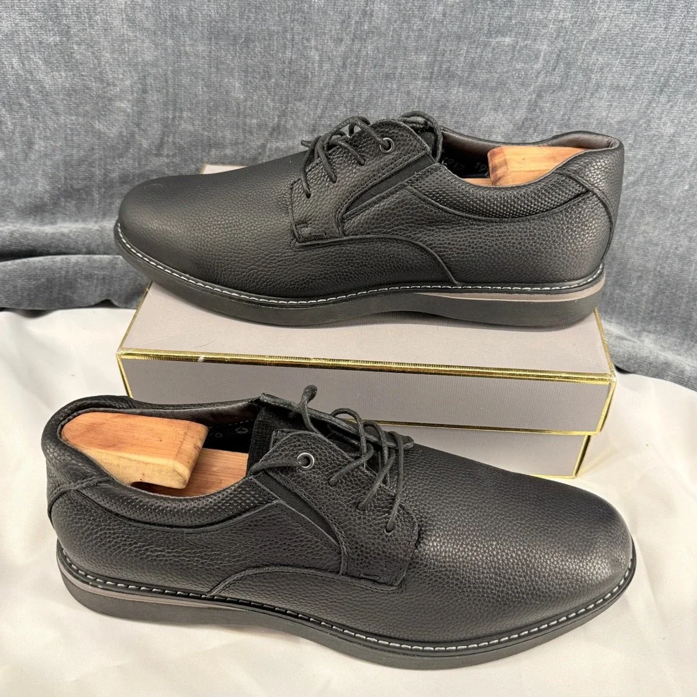 Nunn Bush Oxford Mens 13M Black Leather Comfort Gel Memory Foam Minimalist